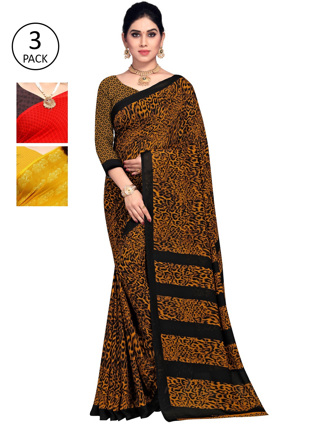

KALINI Multicoloured Pack of 3 Printed Saree, Multi