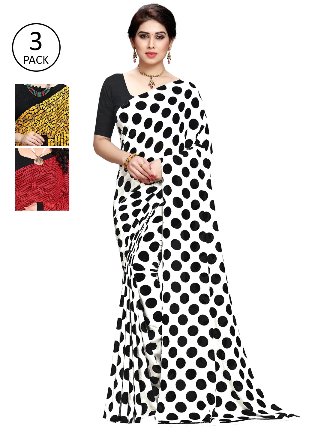 

KALINI Pack of 3 Printed Sarees, Multi