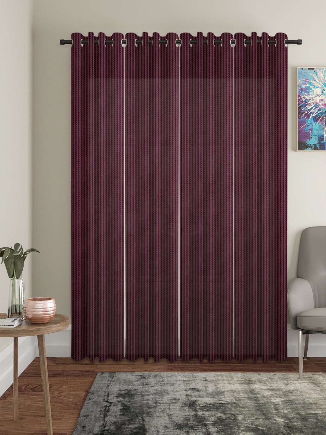 

HOSTA HOMES Purple Set of 4 Striped Door Curtain