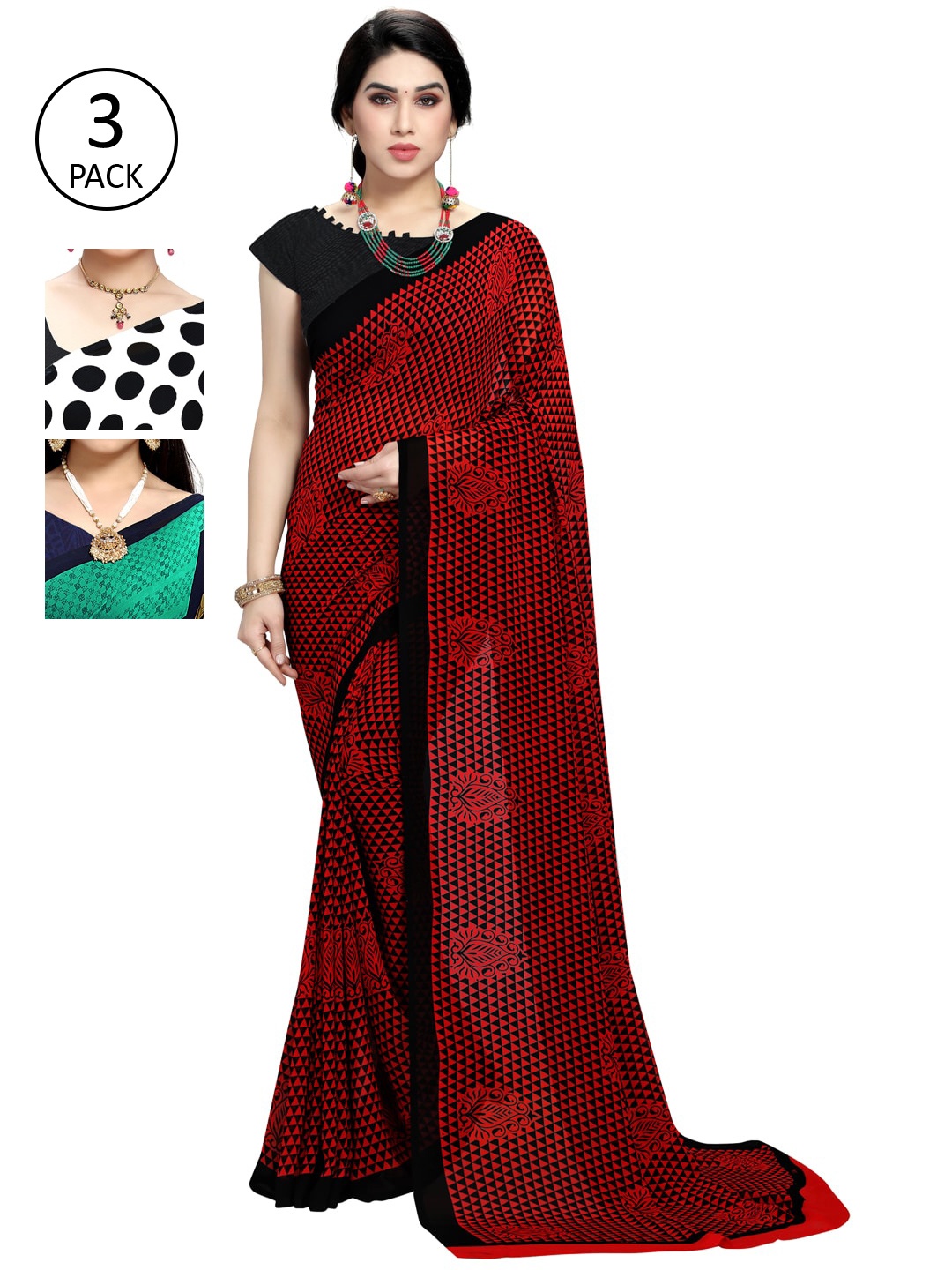 

KALINI Maroon & Green Saree