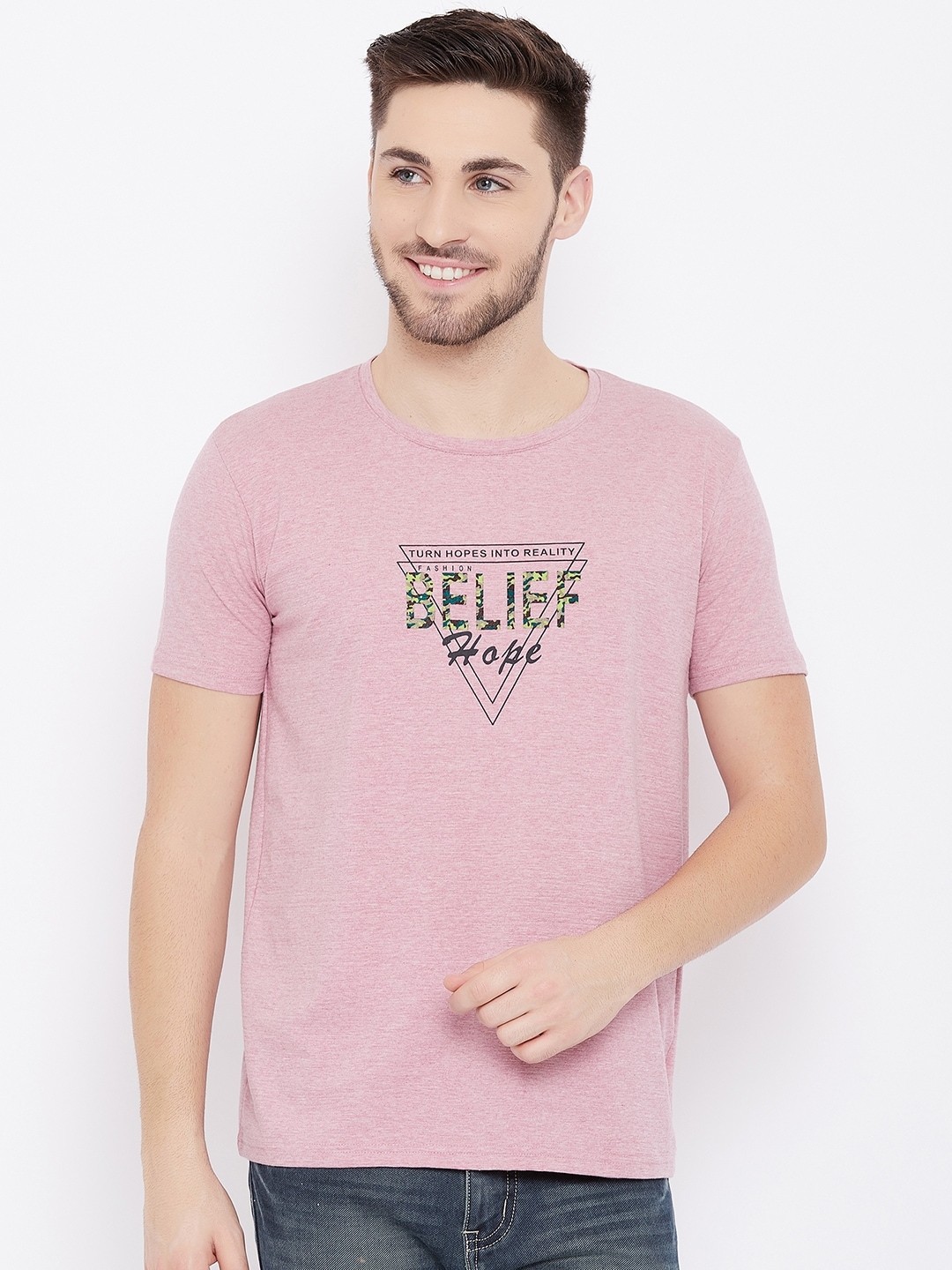 

Duke Men Red Typography Printed Slim Fit Cotton T-shirt
