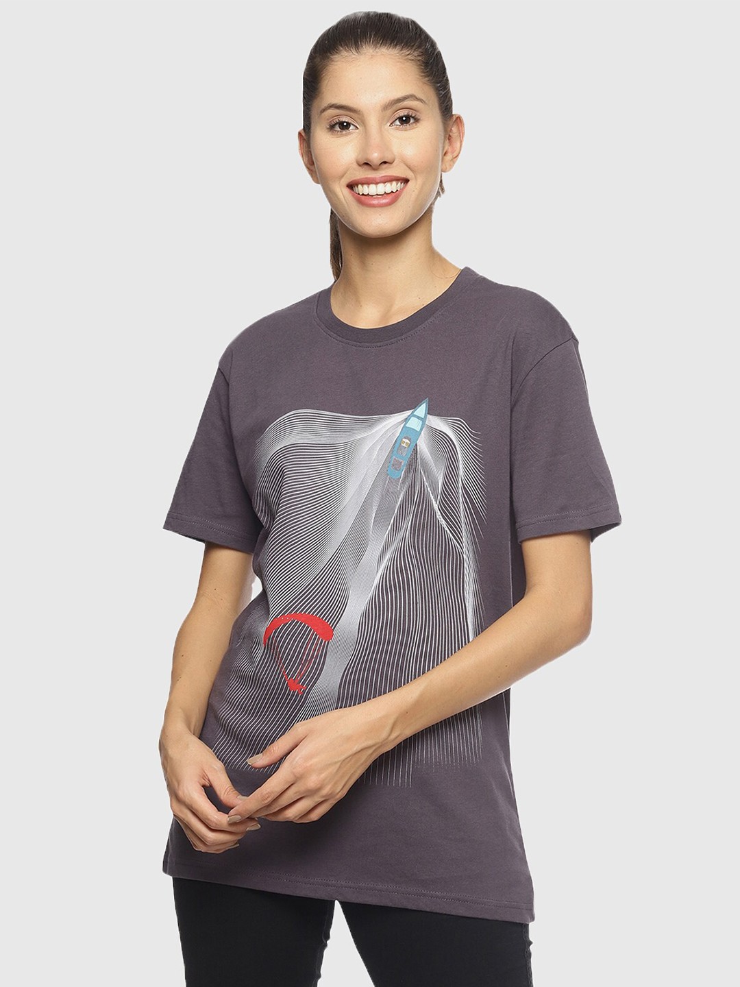 

Wolfpack Women Charcoal Printed T-shirt