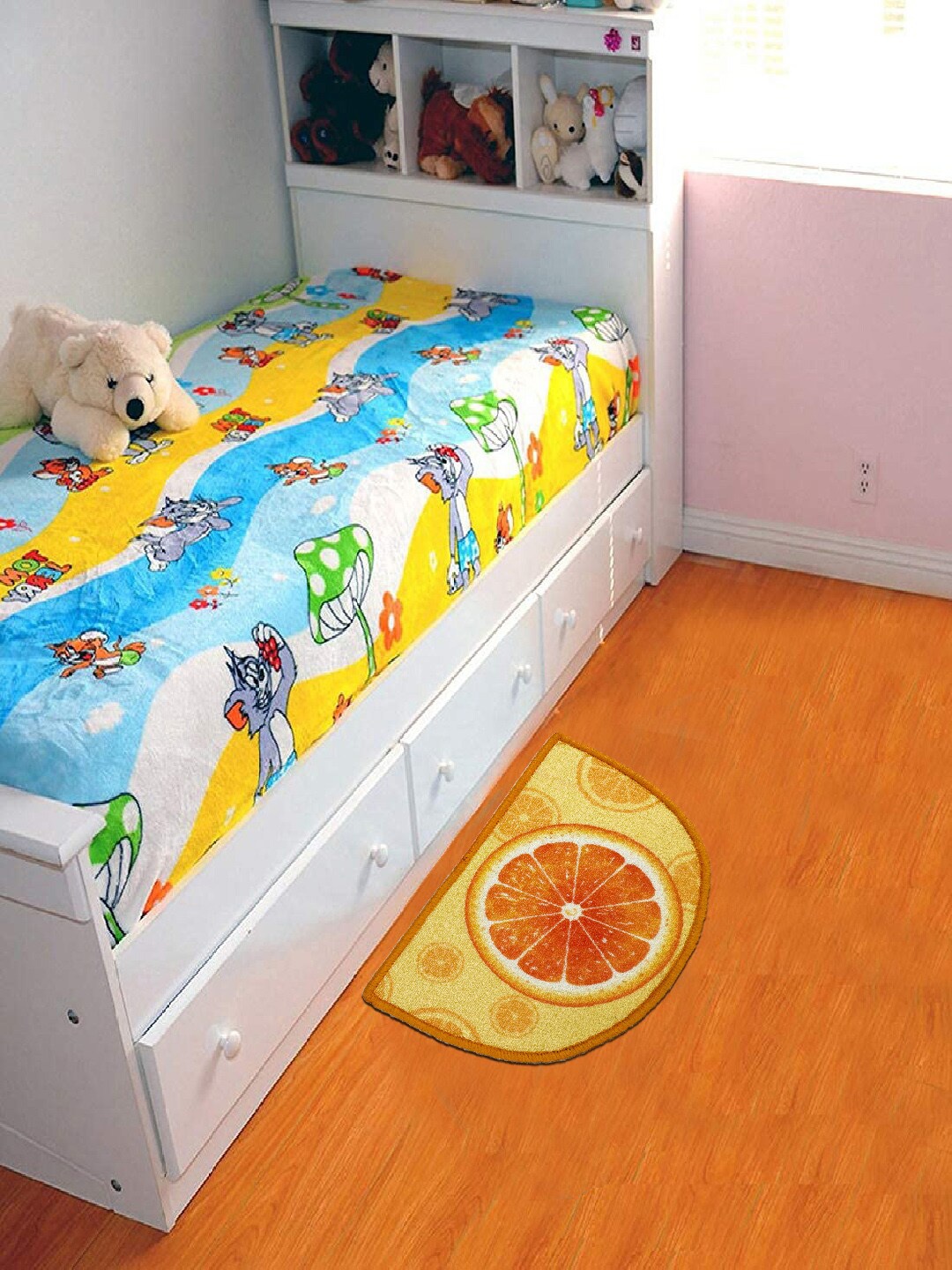 Status Yellow & Orange Printed Anti Slip Floor Mat