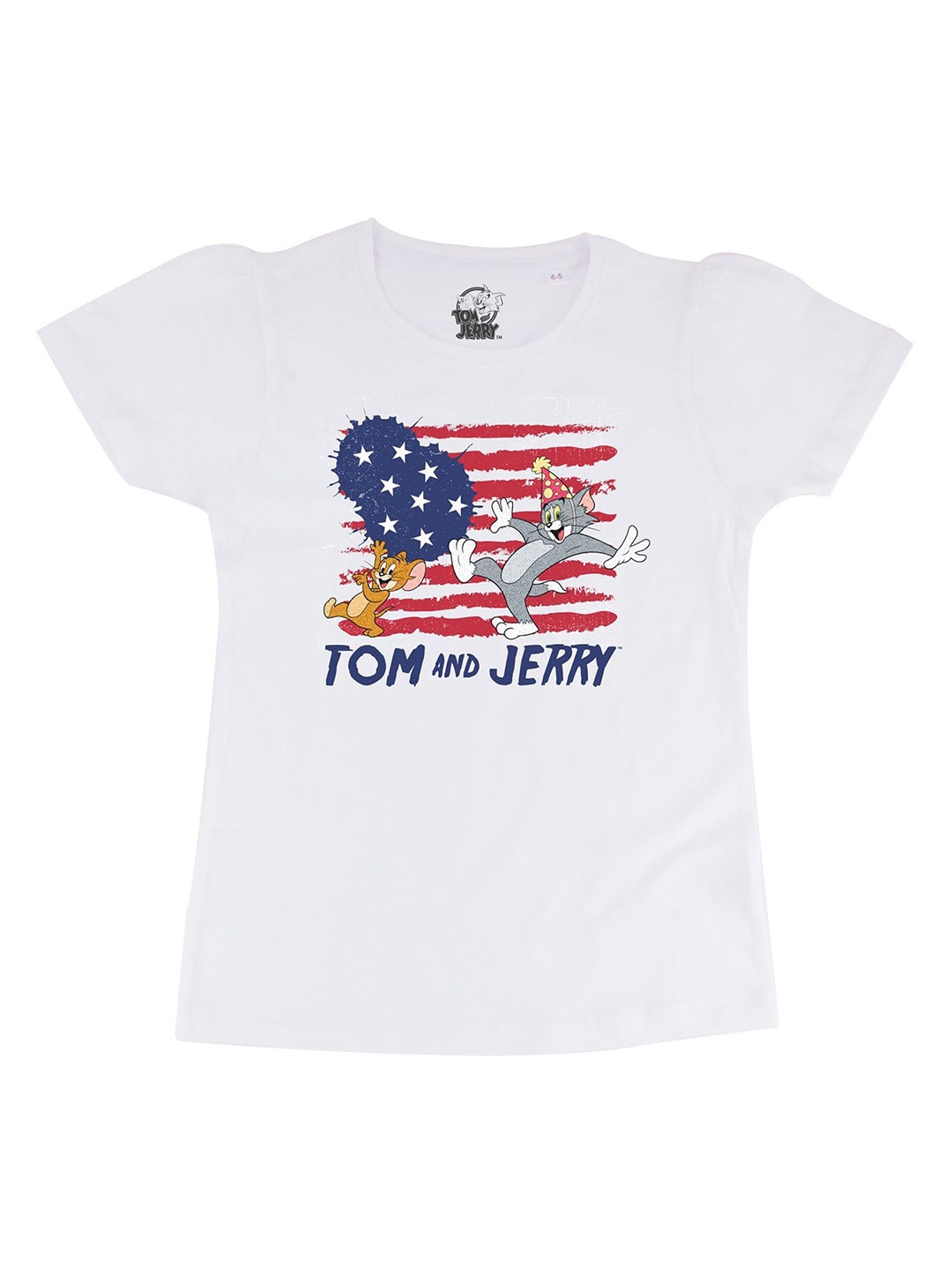 Tom & Jerry White Tom & Jerry Printed Regular Top