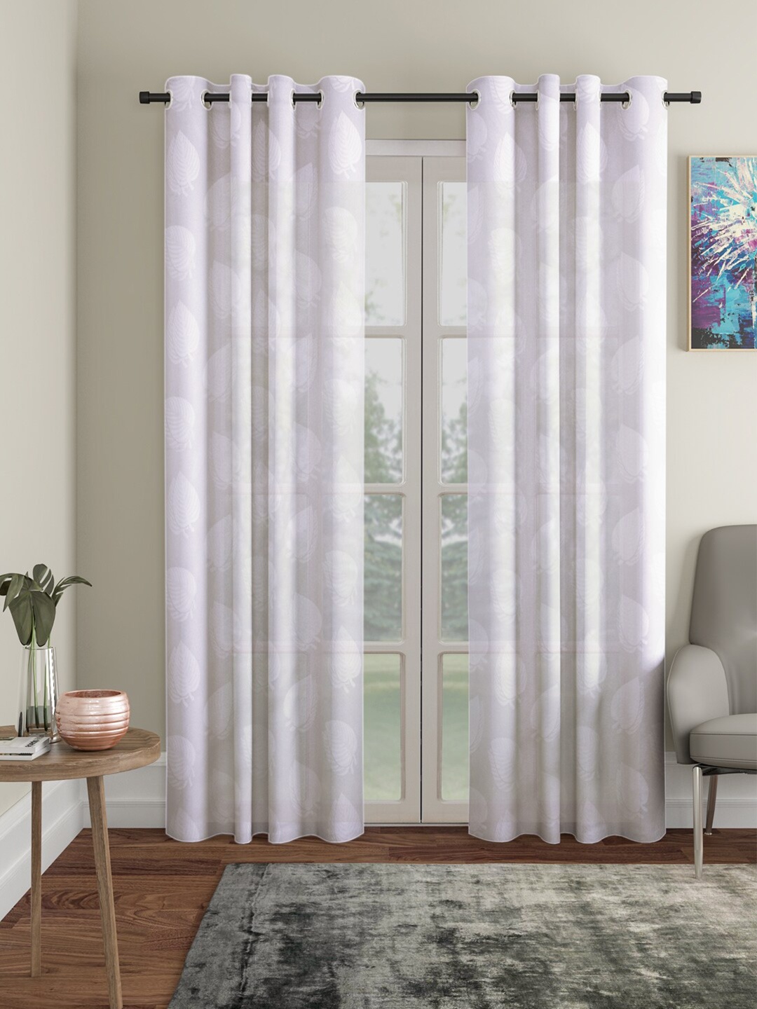 

HOSTA HOMES White Set of 2 Floral Window Curtain