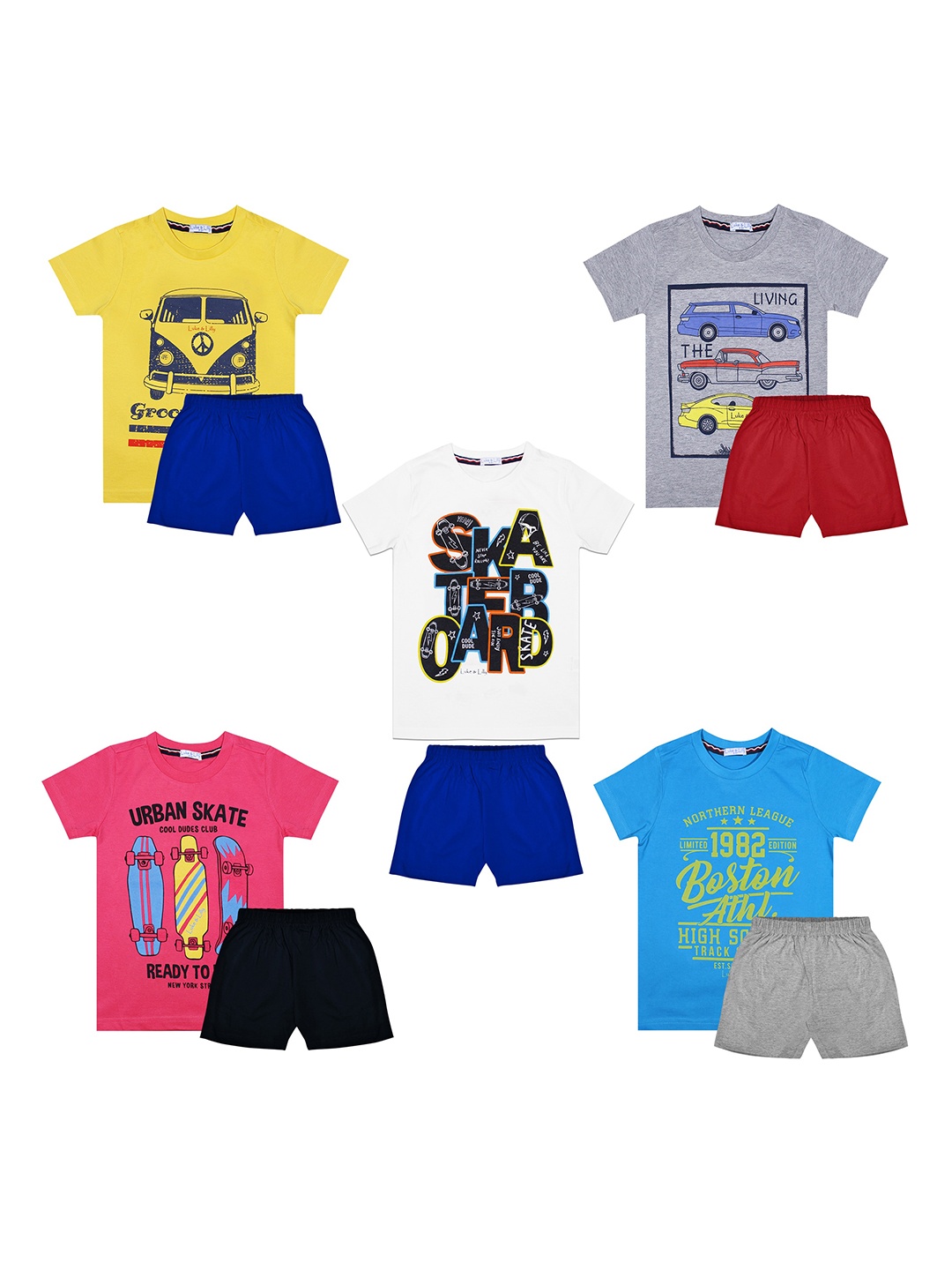 

Luke & Lilly Boys Pack of 5 Printed T-shirt with Shorts, White