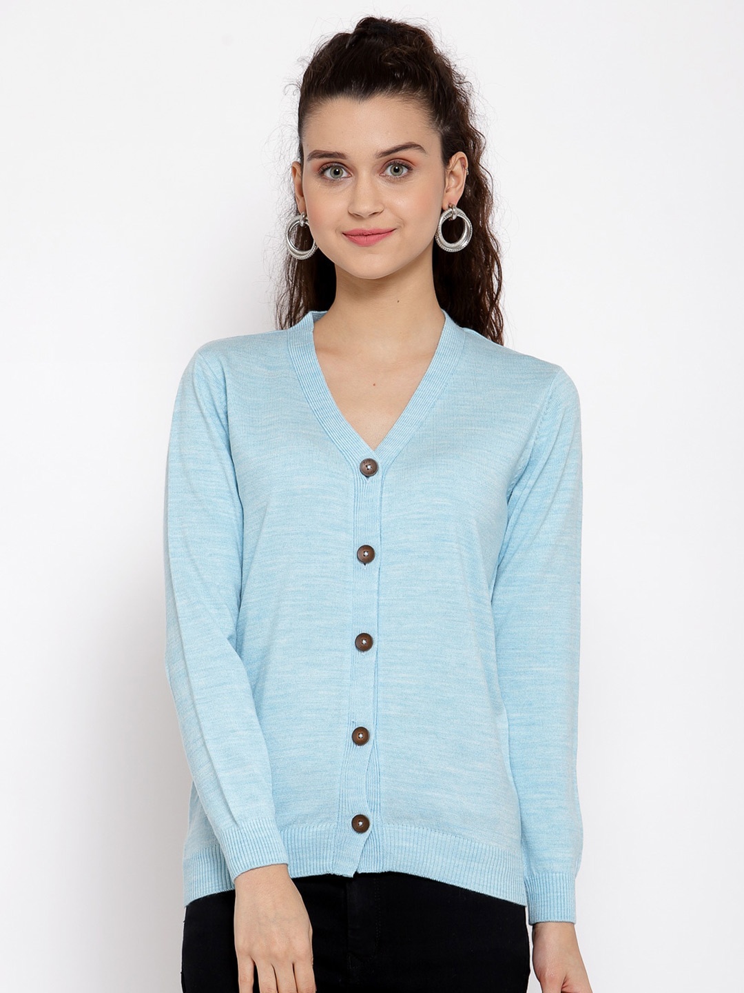

Kalt Women Blue Acrylic Cardigan
