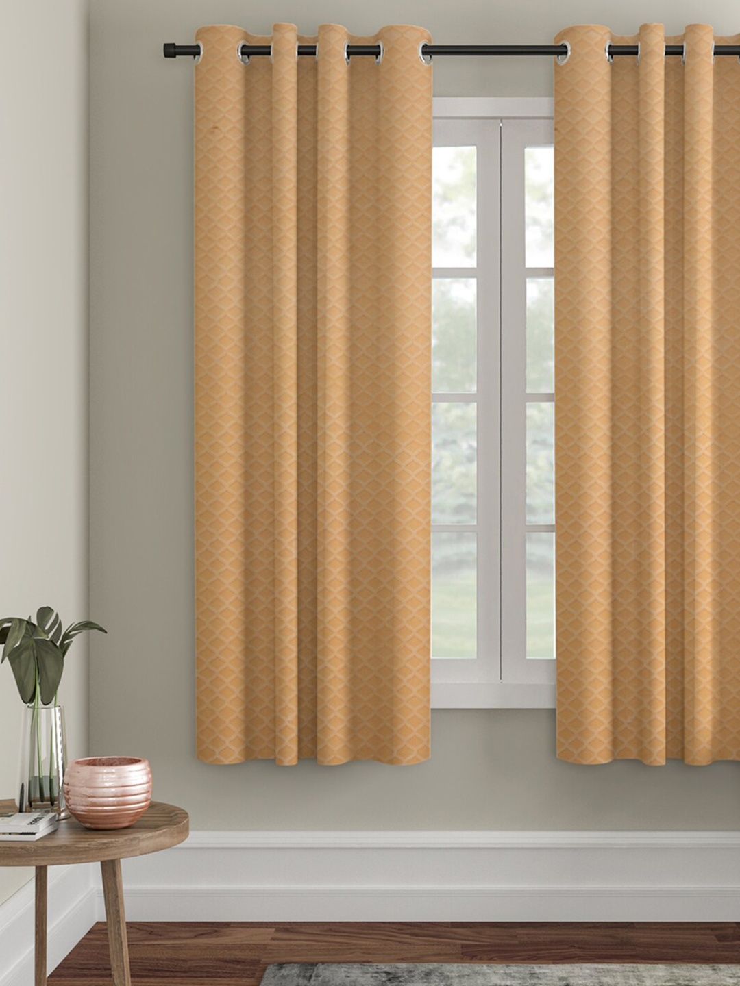 HOSTA HOMES Cream-Coloured Geometric Window Curtain