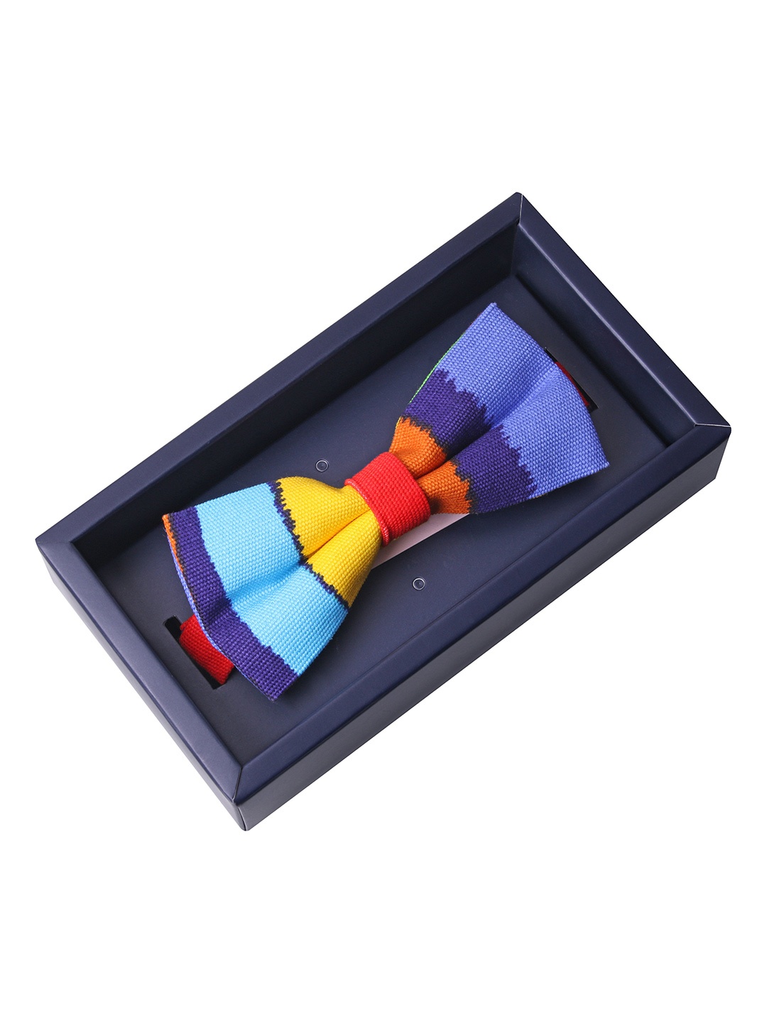

PELUCHE Men Blue & Yellow Striped Linen Bow Tie