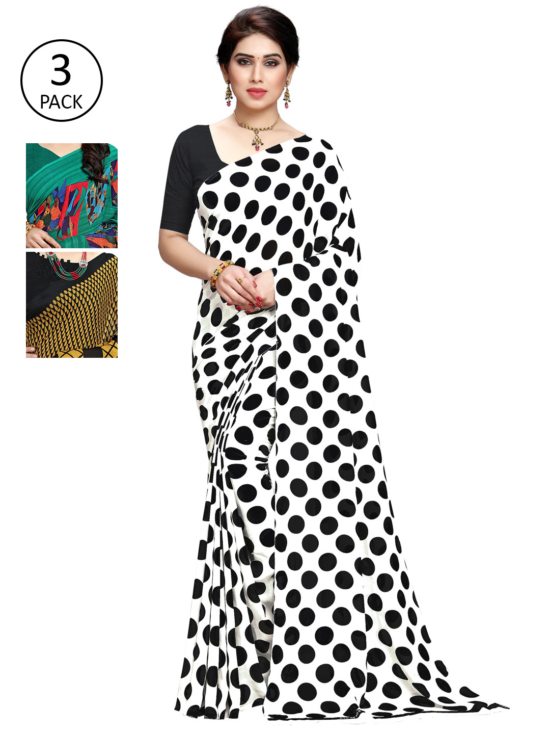 

KALINI Pack Of 3 Multicoloured Printed Sarees, Multi