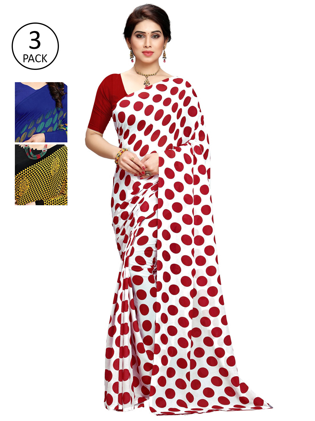 

ANAND SAREES Pack of 3 Printed Saree, Multi