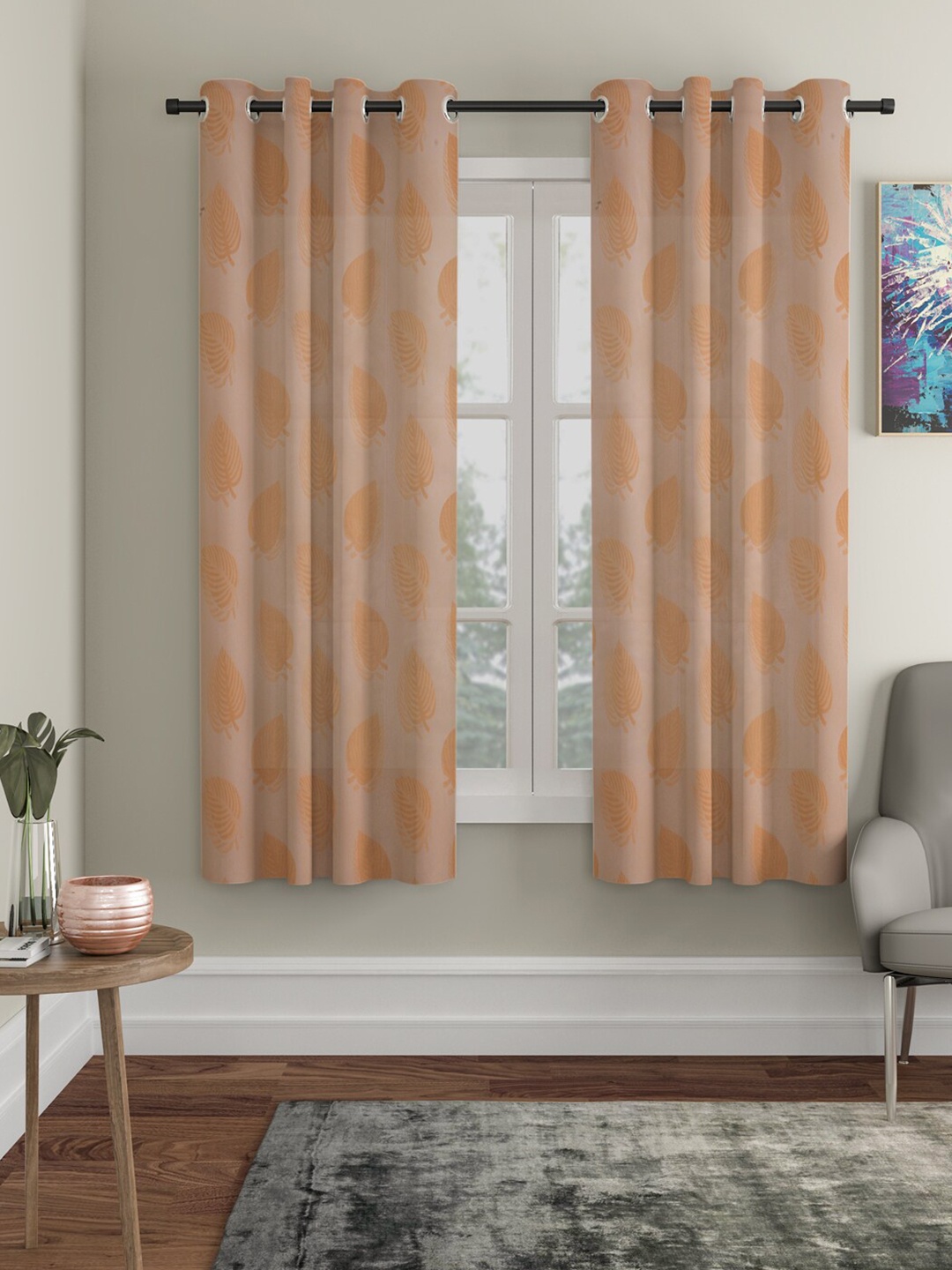 

HOSTA HOMES Brown Set of 2 Window Curtain