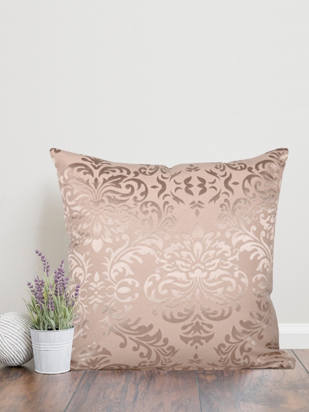 

Home Peach & Gold Toned Ethnic Motifs Cotton Square Cushion Cover