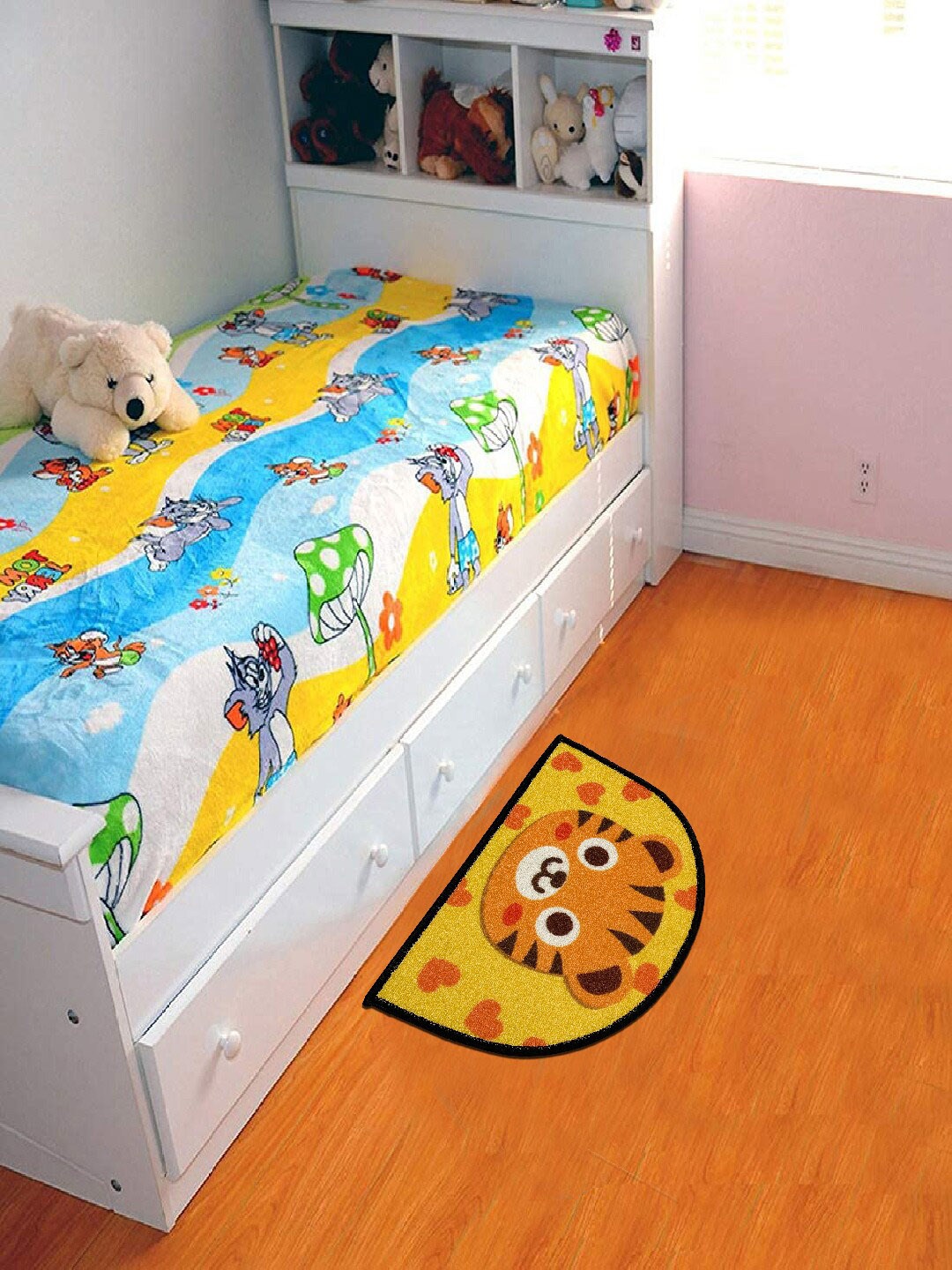 Status Yellow & Brown D-Shape Printed Anti-Skid Floor Mat