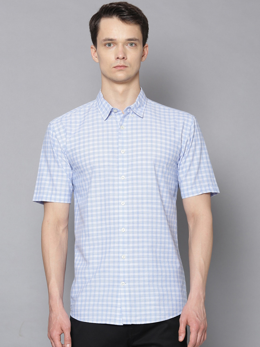 

LINDBERGH Men Blue Slim Fit Grid Tattersall Checks Casual Shirt