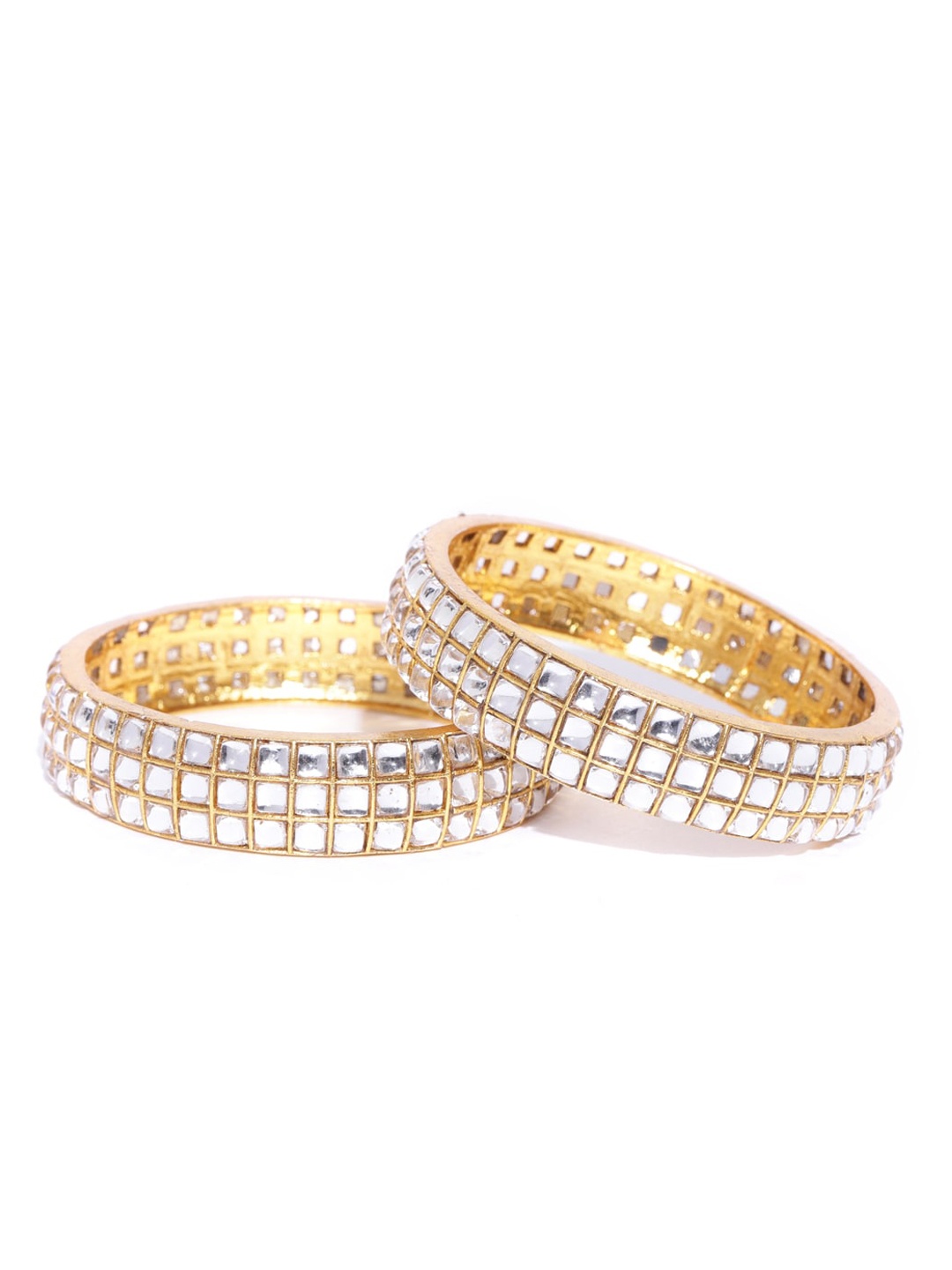 

Priyaasi Set Of 2 Gold-Plated White Kundan-Studded Handcrafted Bangles