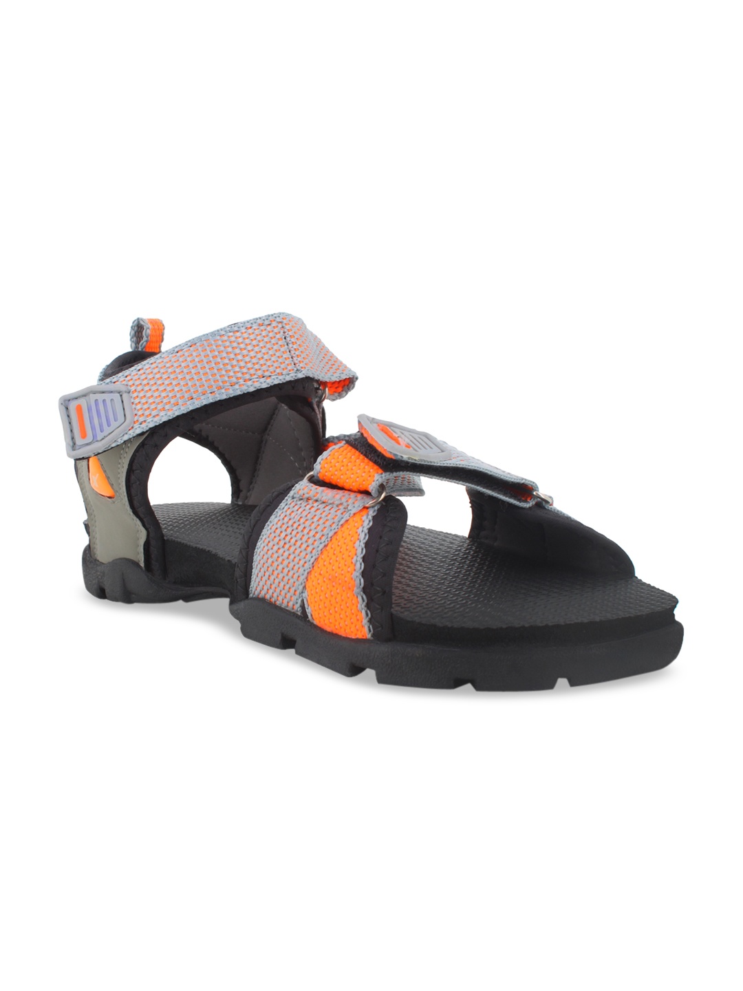 

Sparx Men Grey & Orange Solid Sports Sandals