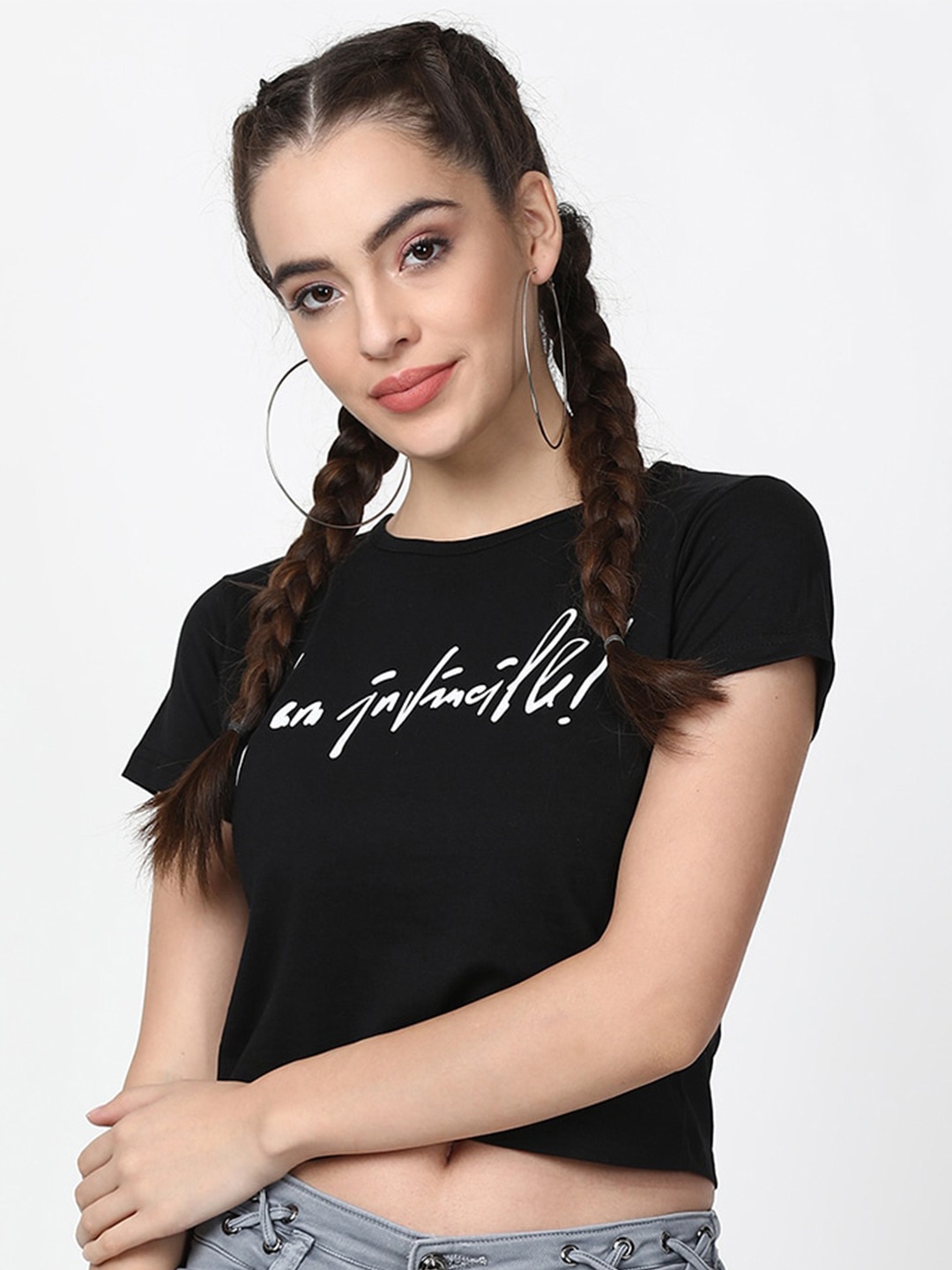 V2 Value & Variety Black Regular Crop Top