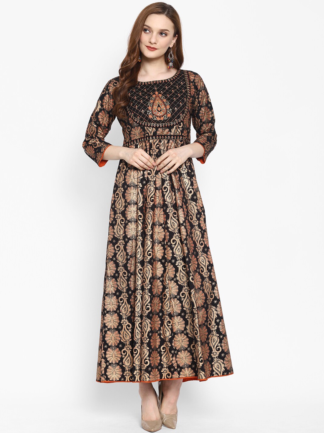 

Ramas Women Black Ethnic Motifs Printed Anarkali Kurta