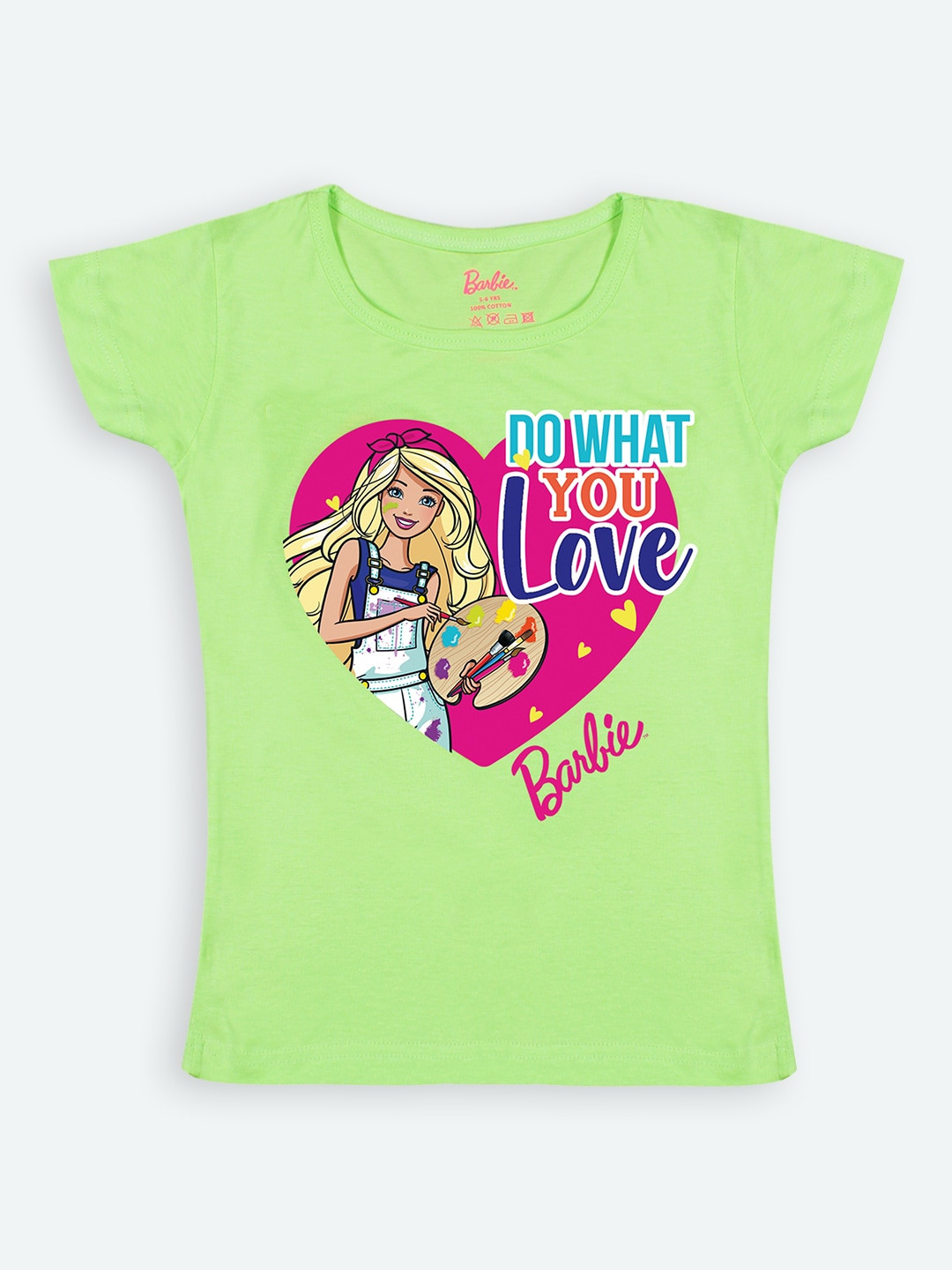 

Barbie Girls Lime Green & Pink Barbie Printed T-shirt