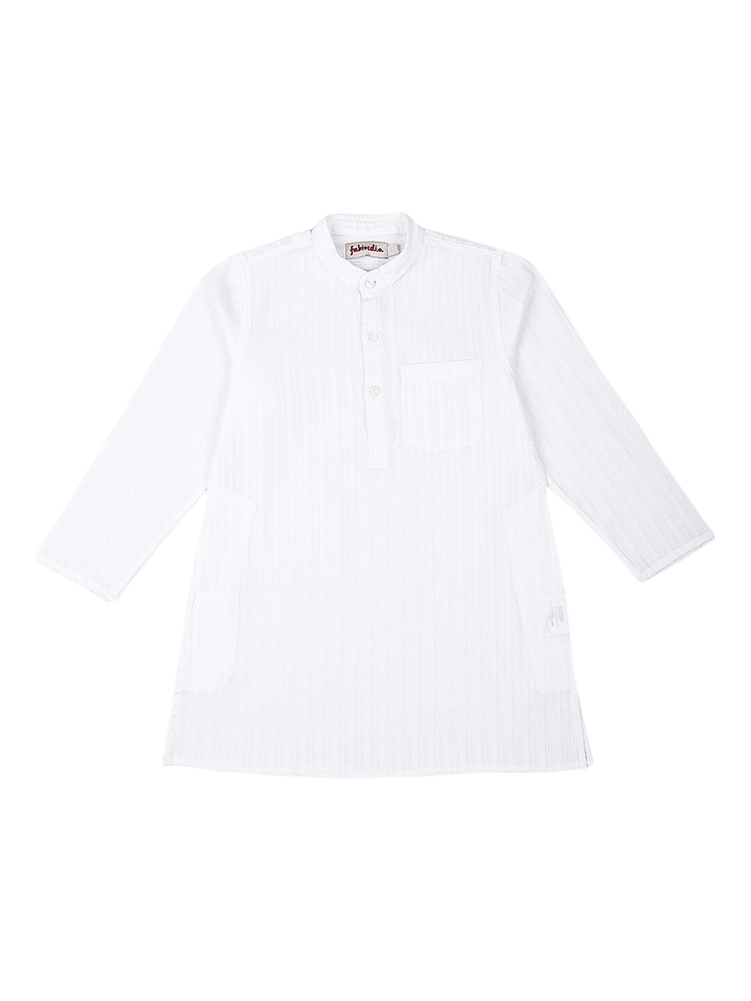 

Fabindia Boys White Striped Dobby Pure Cotton Kurta