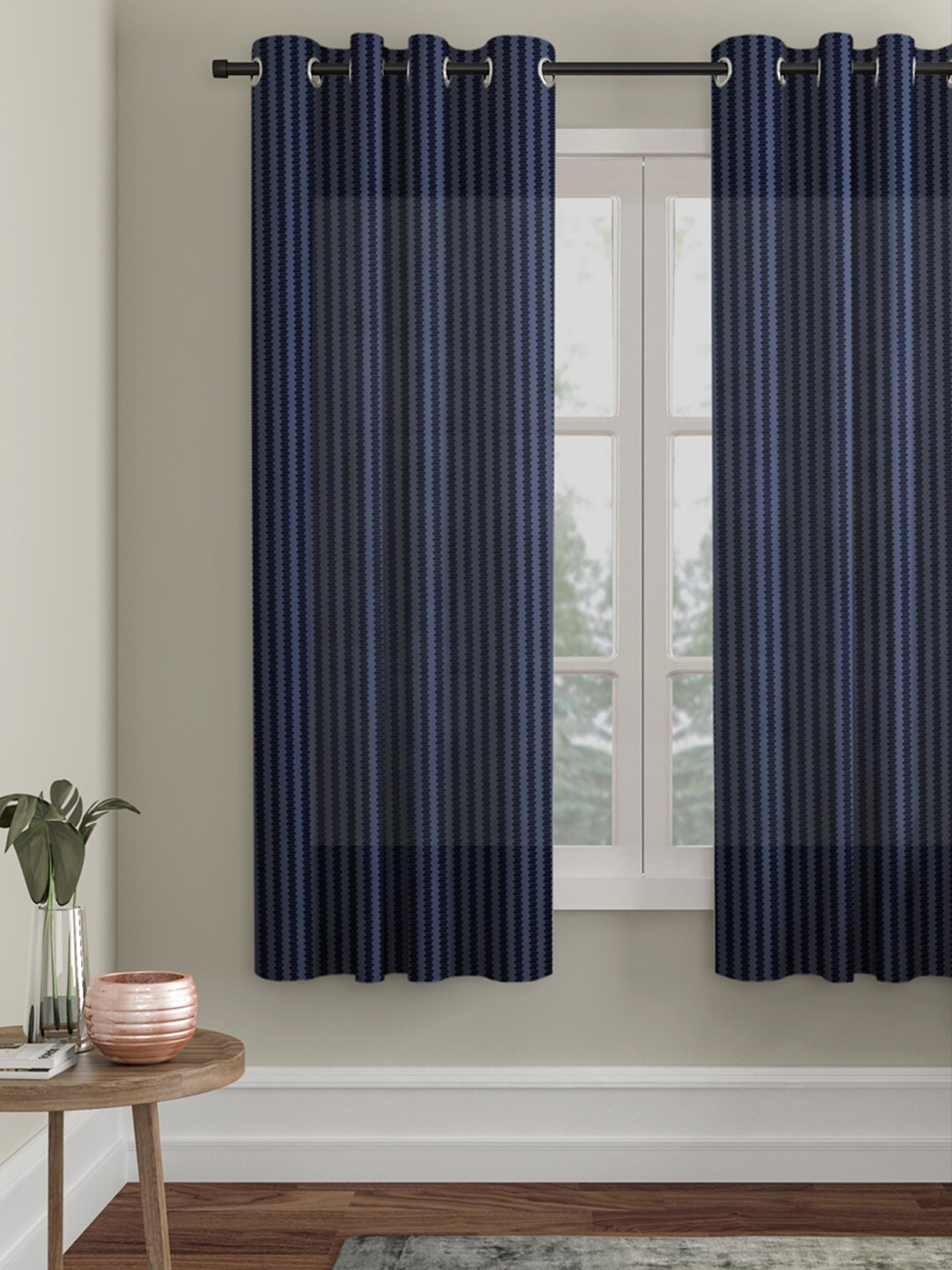 

HOSTA HOMES Blue Striped Window Curtain