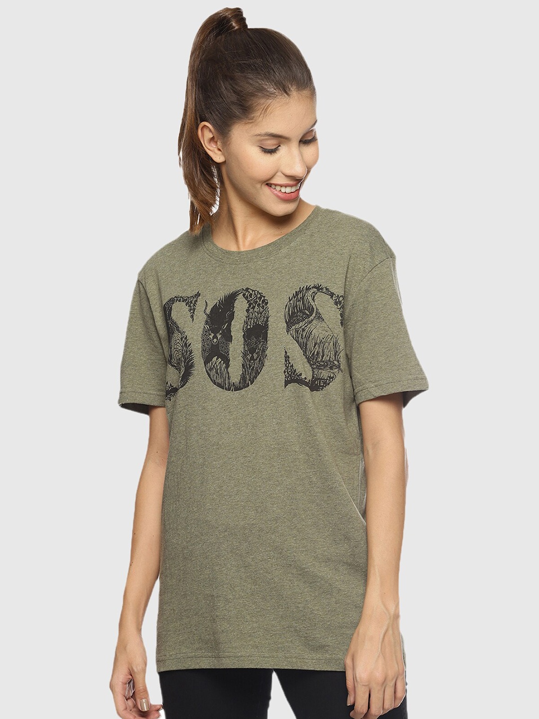 

Wolfpack Women Green Typography T-shirt