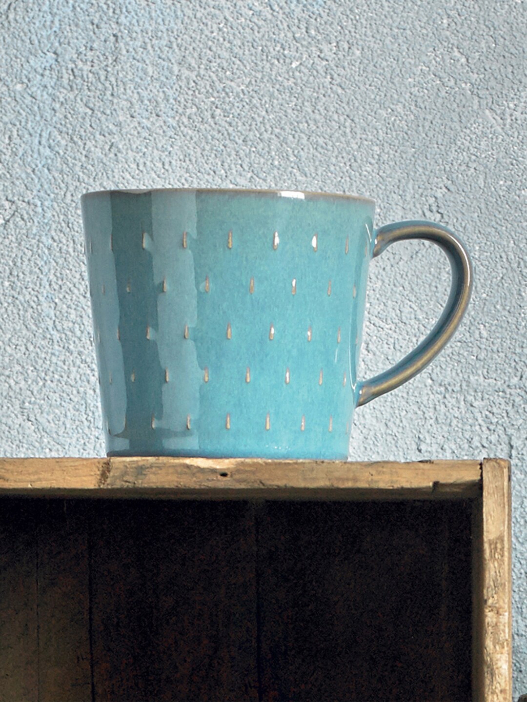 

Denby Blue Handcrafted Textured Ceramic Glossy Mugs Set of Cups and Mugs