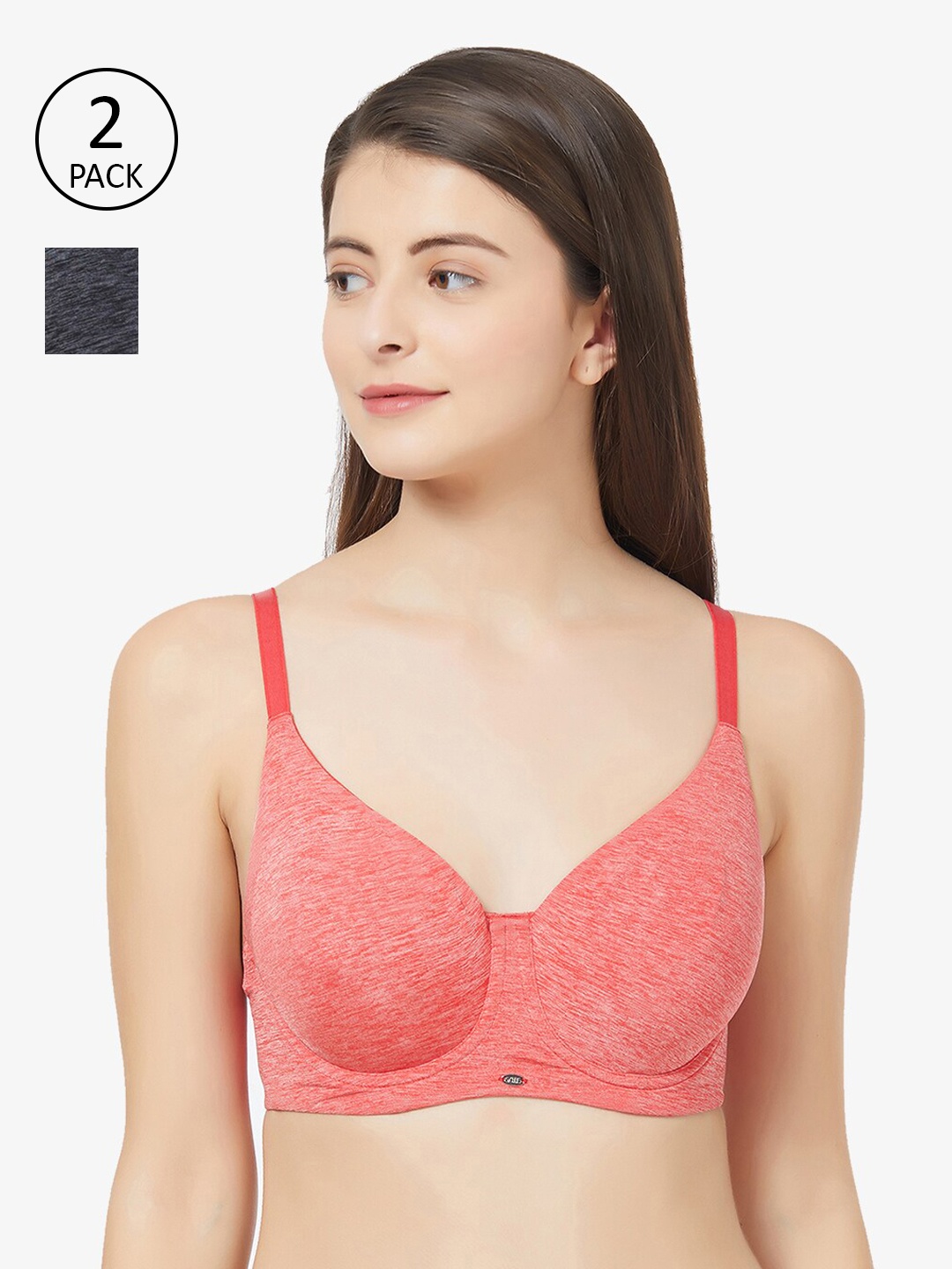 

Soie Red & Black Set of 2 Full Coverage Underwired Everyday Bra