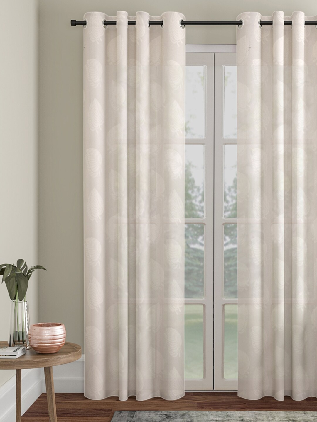 

HOSTA HOMES Cream-Coloured Floral Door Curtain