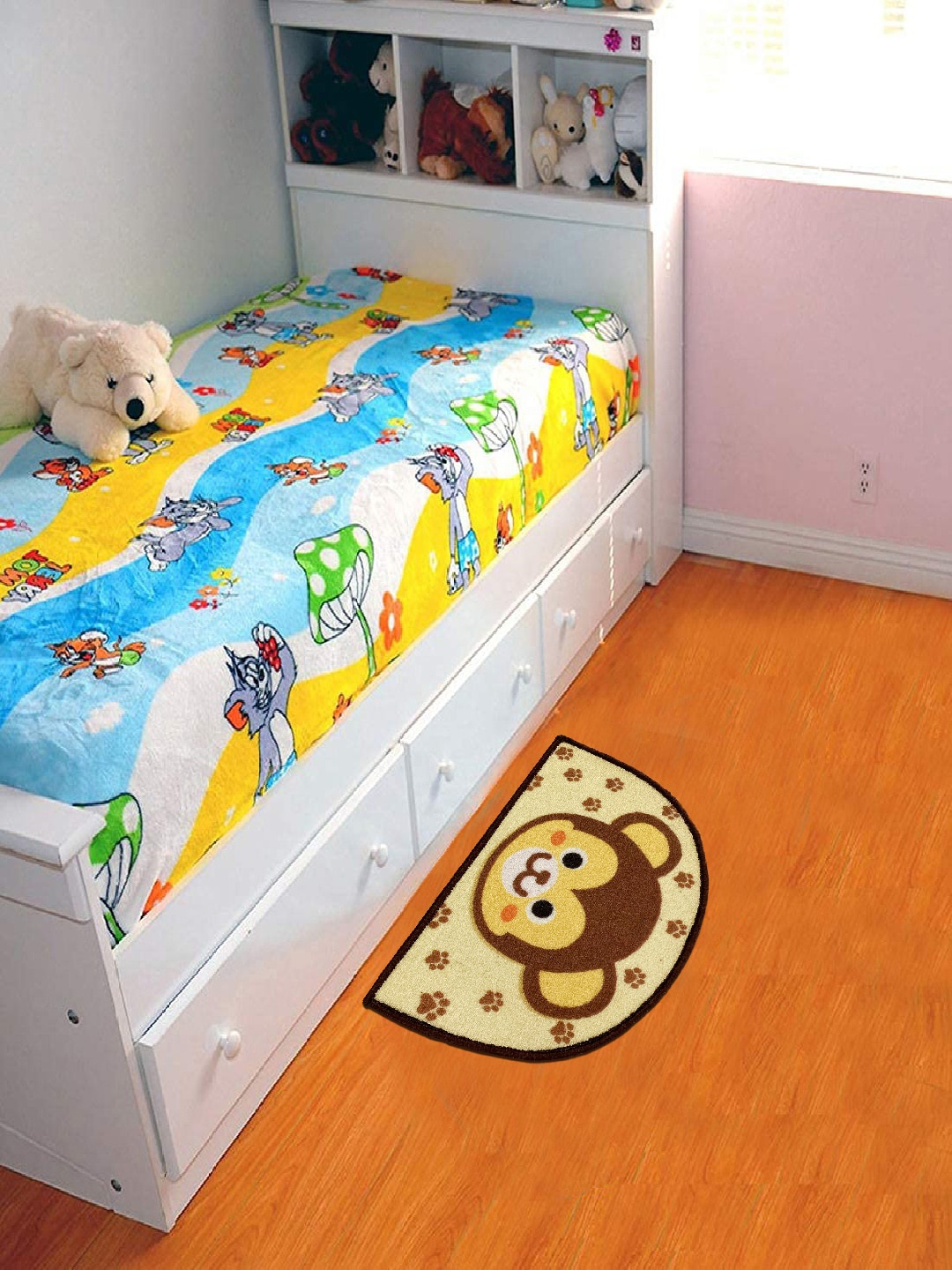 Status Yellow & Brown Printed Anti Slip Floor Mat