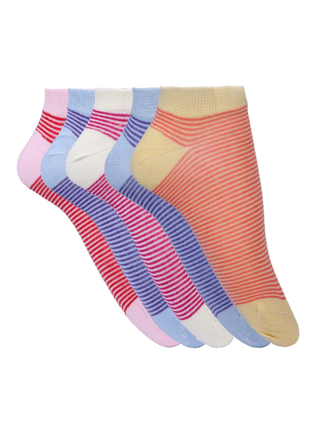 

MARC Women Pack Of 5 Assorted Ankle-Length Pure Cotton Socks