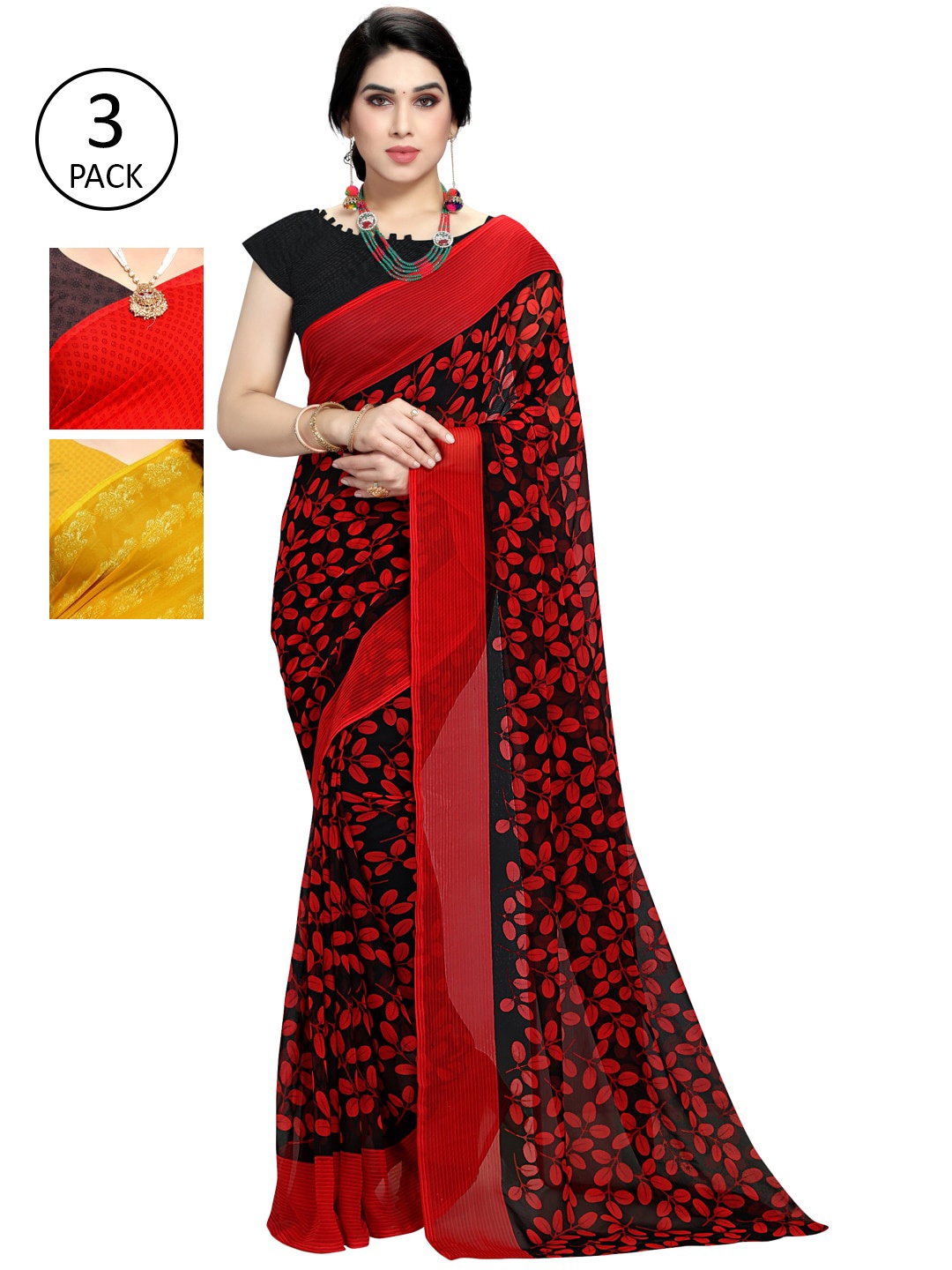 

KALINI Multicoloured Pack of 3 Printed Saree, Multi
