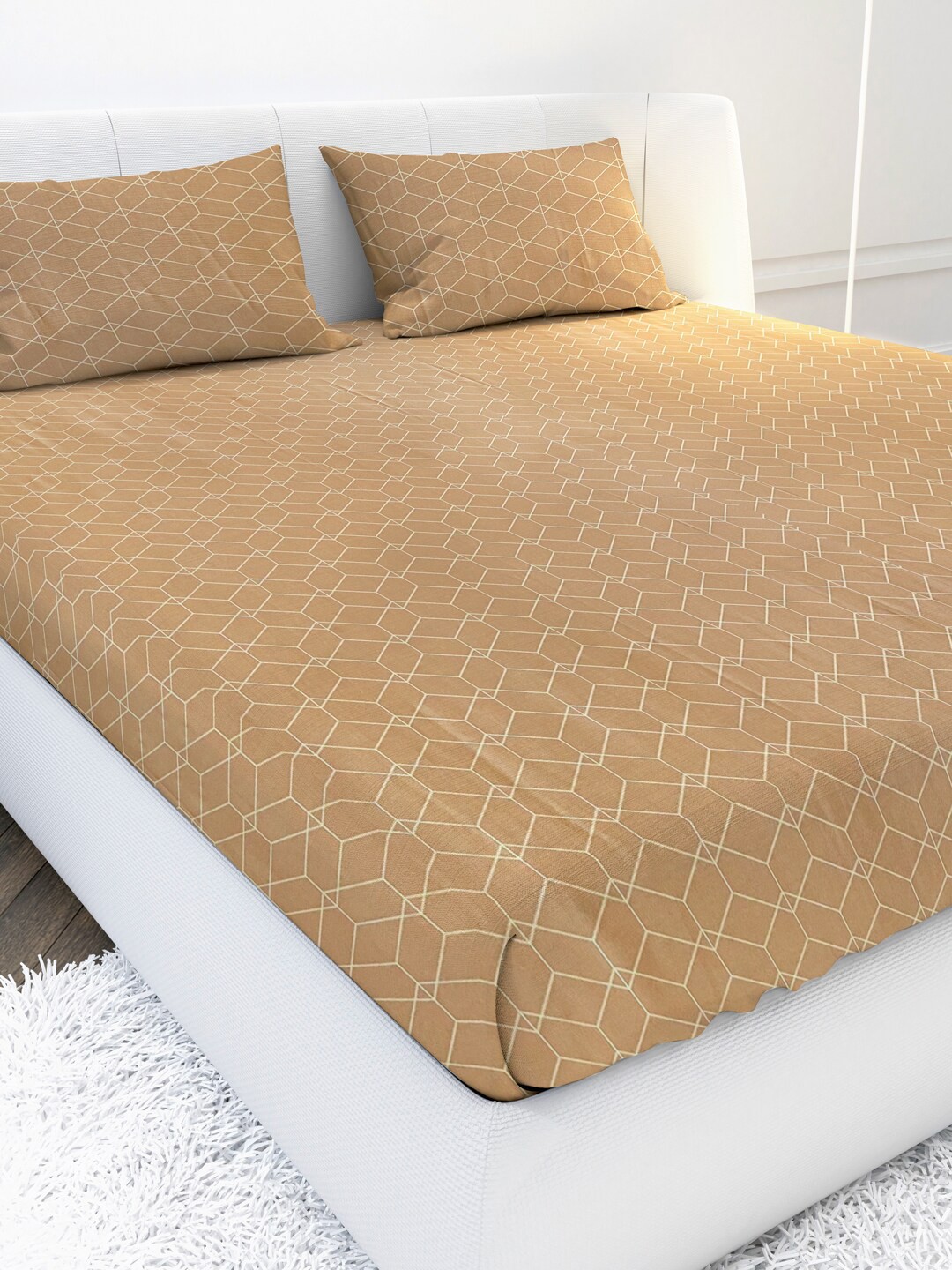 

MAYFAIR HOMES LONDON Pink Geometric 210 TC King Bedsheet with 2 Pillow Covers