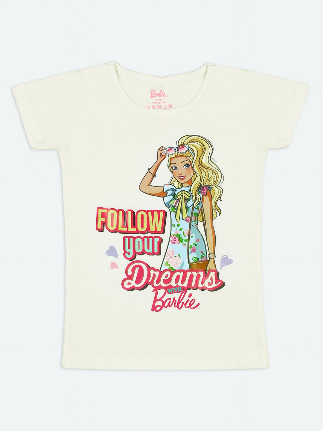 

Barbie Girls Off White & Pink Barbie Printed T-shirt