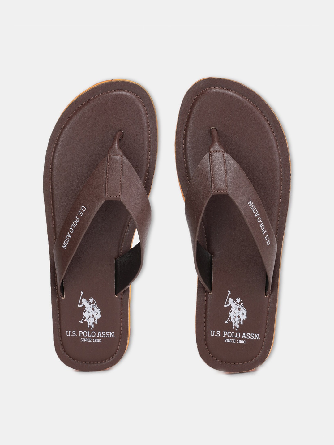 

U S Polo Assn Men Brown & White PU Comfort Sandals