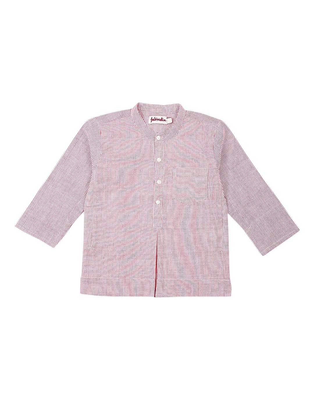

Fabindia Boys Red Striped Flared Sleeves Kurta