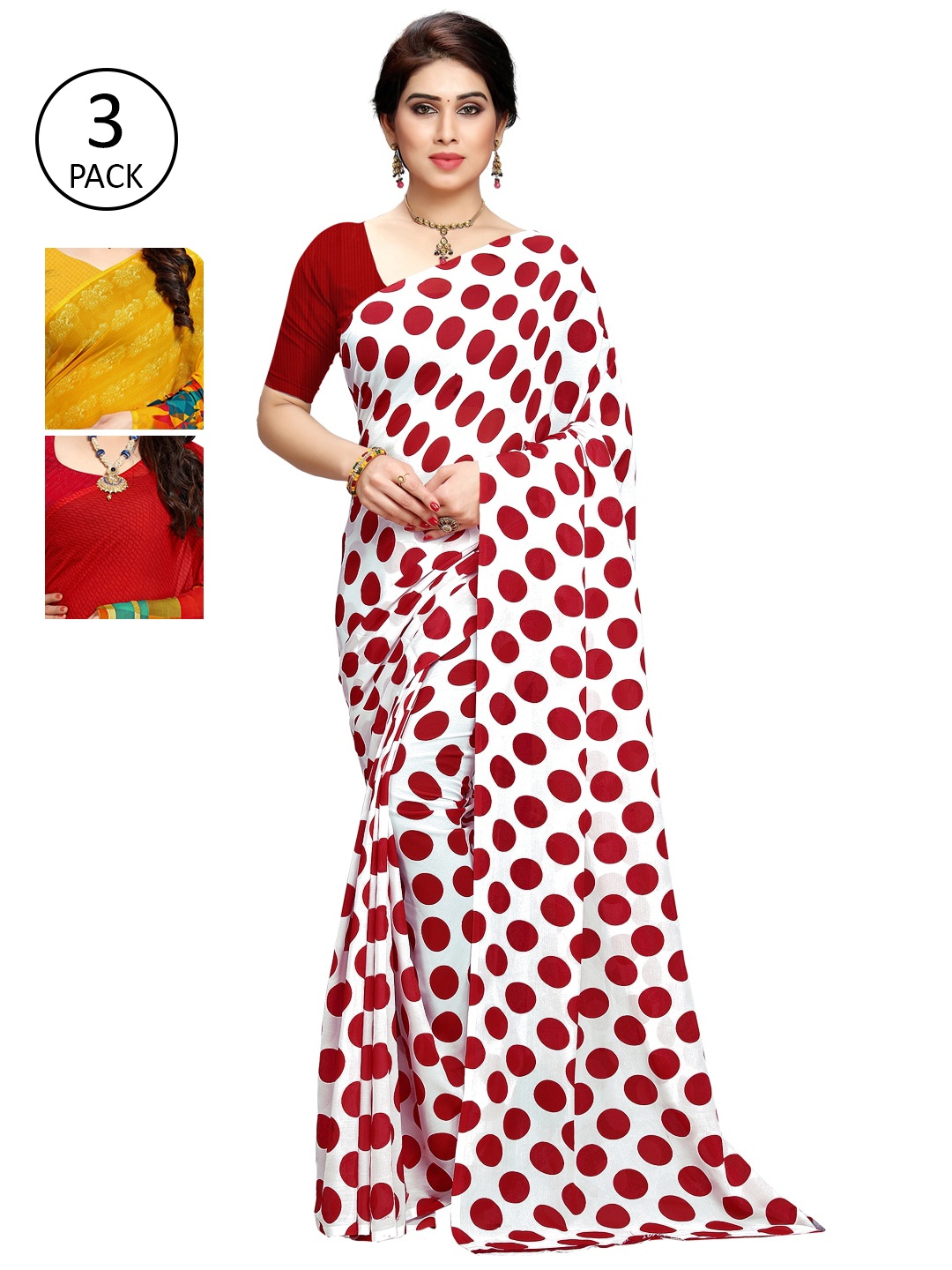 

KALINI Pack of 3 Printed Sarees, Multi