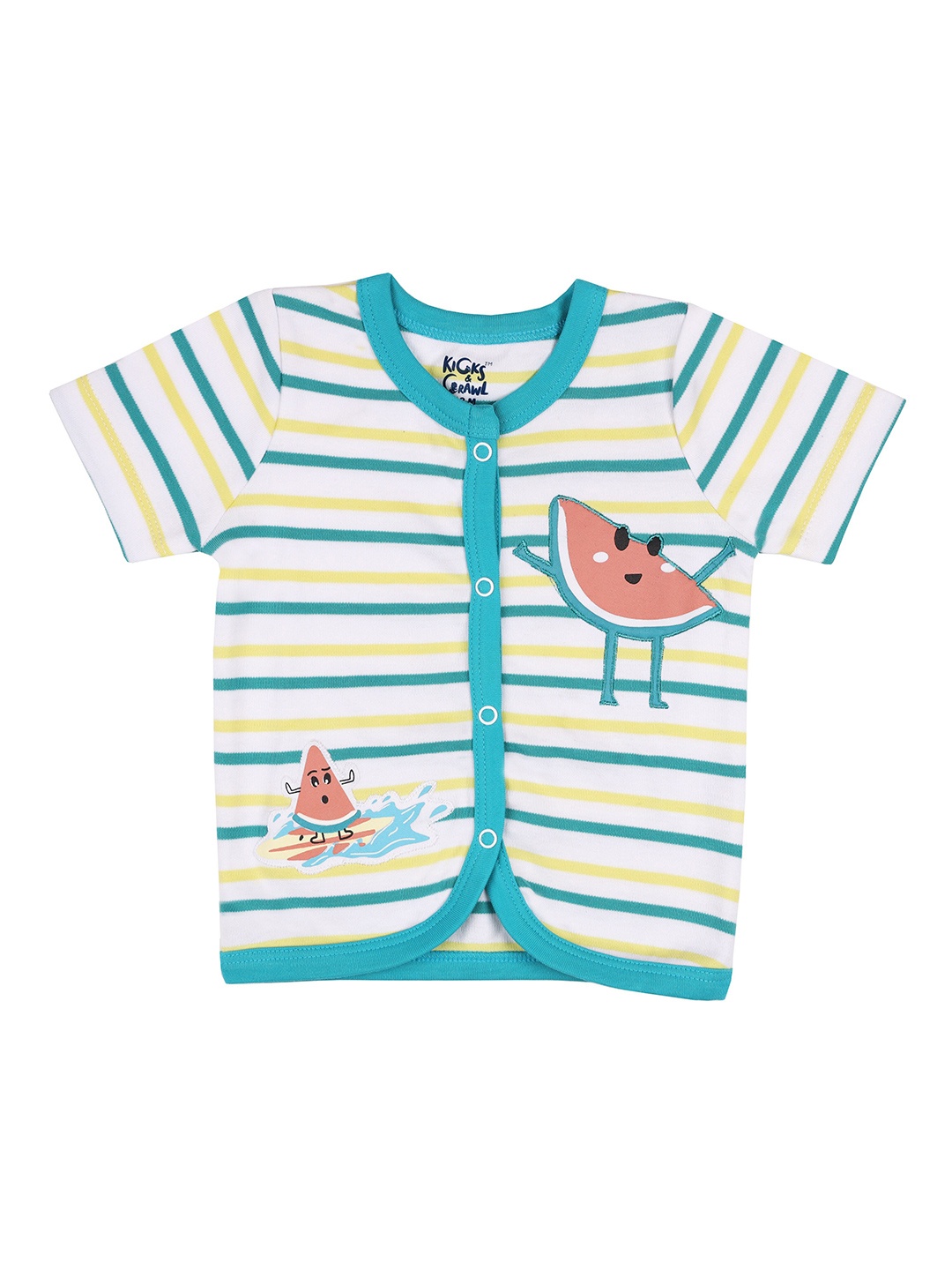 

KICKS CRAWL Adult Kids Blue Striped Pure Cotton Jabla Pure Cotton T-shirt