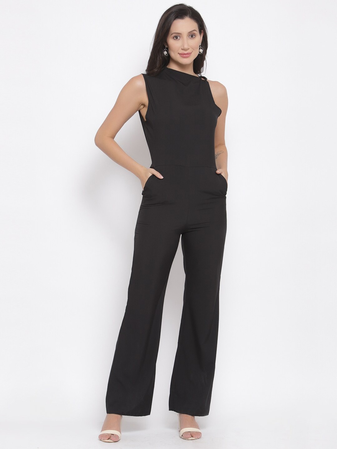 

iki chic Black Shawl Neck Basic Jumpsuit