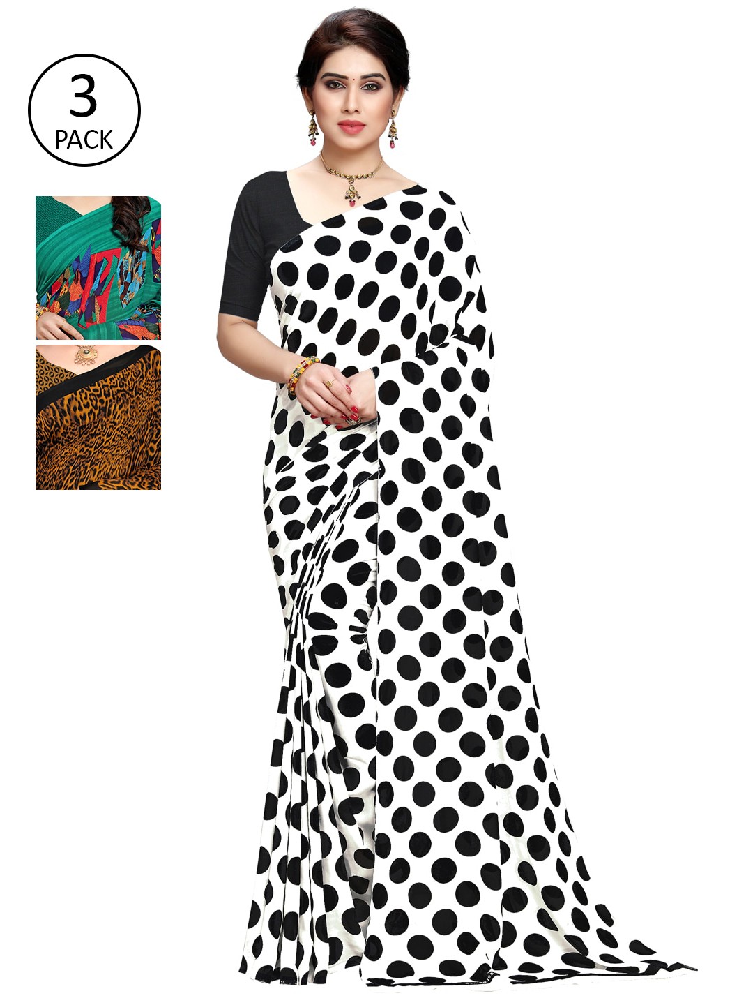 

KALINI Pack Of 3 Multicoloured Printed Sarees, Multi