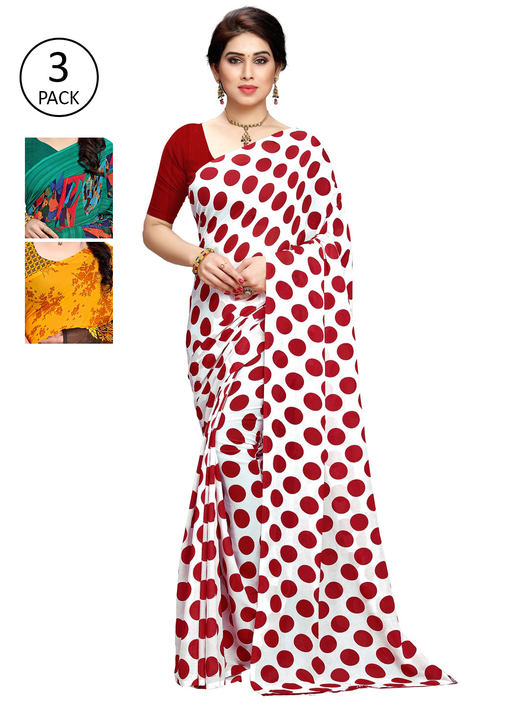 

KALINI Pack of 3 Printed Sarees, Multi