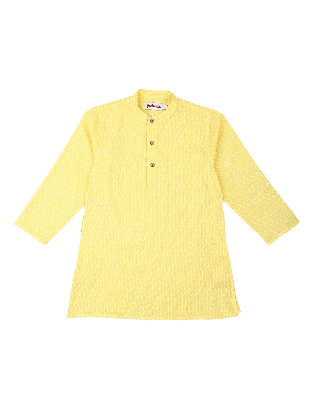 

Fabindia Boys Yellow Geometric Mirror Work Kurta