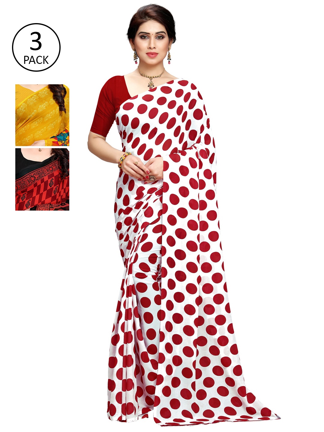 

KALINI Pack of 3 Printed Sarees, Multi