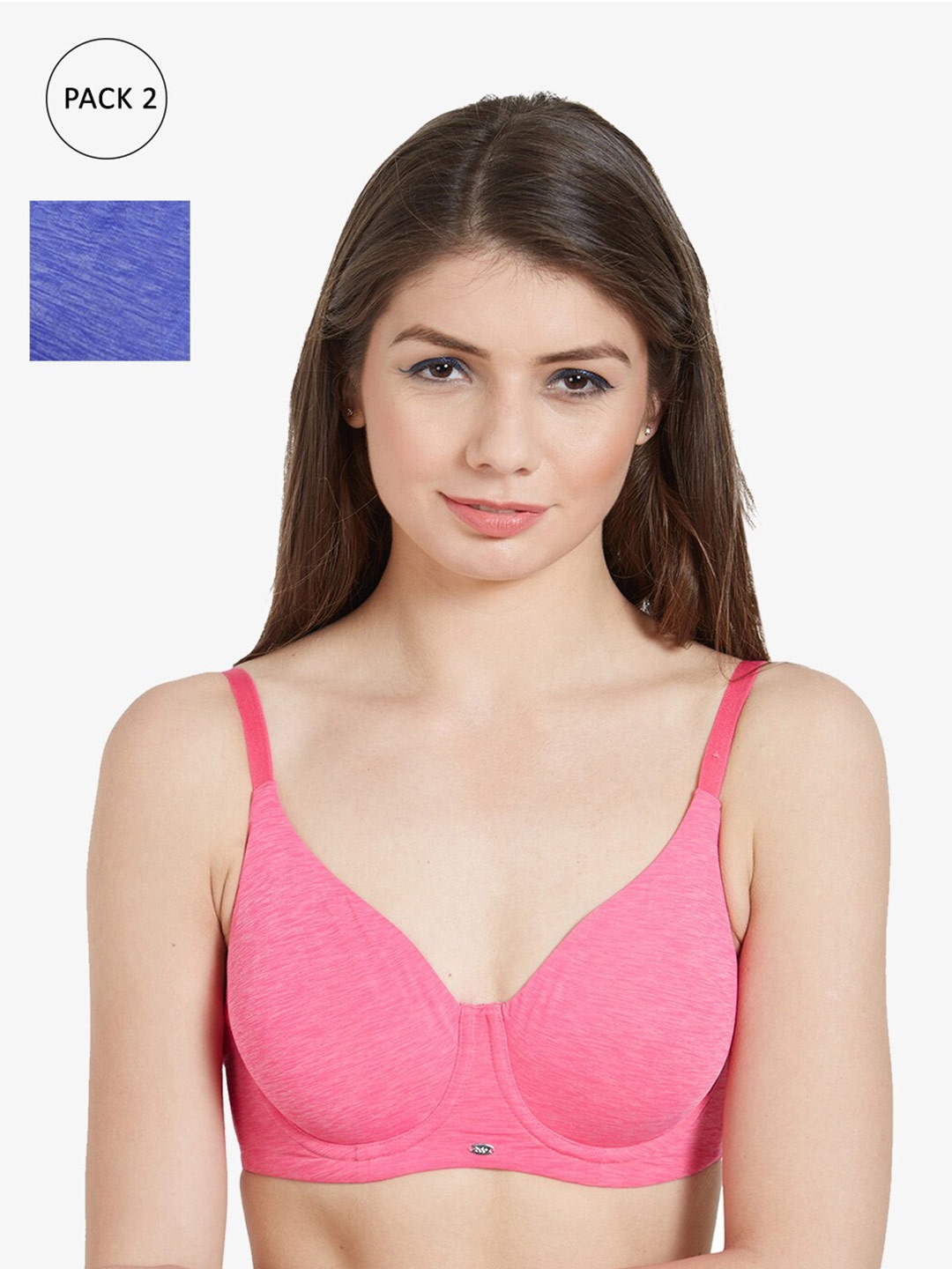 

Soie Pack of 2 Fuchsia Pink & Blue Full Coverage Underwired Everyday Bras