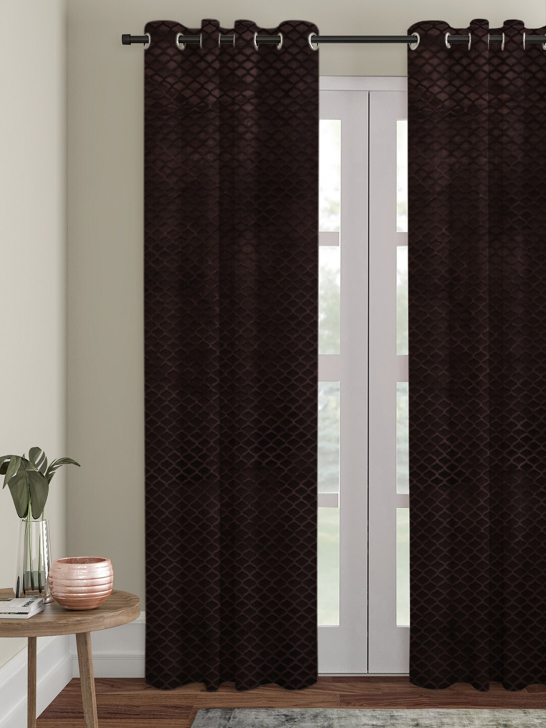 

HOSTA HOMES Coffee Brown Geometric Door Curtain