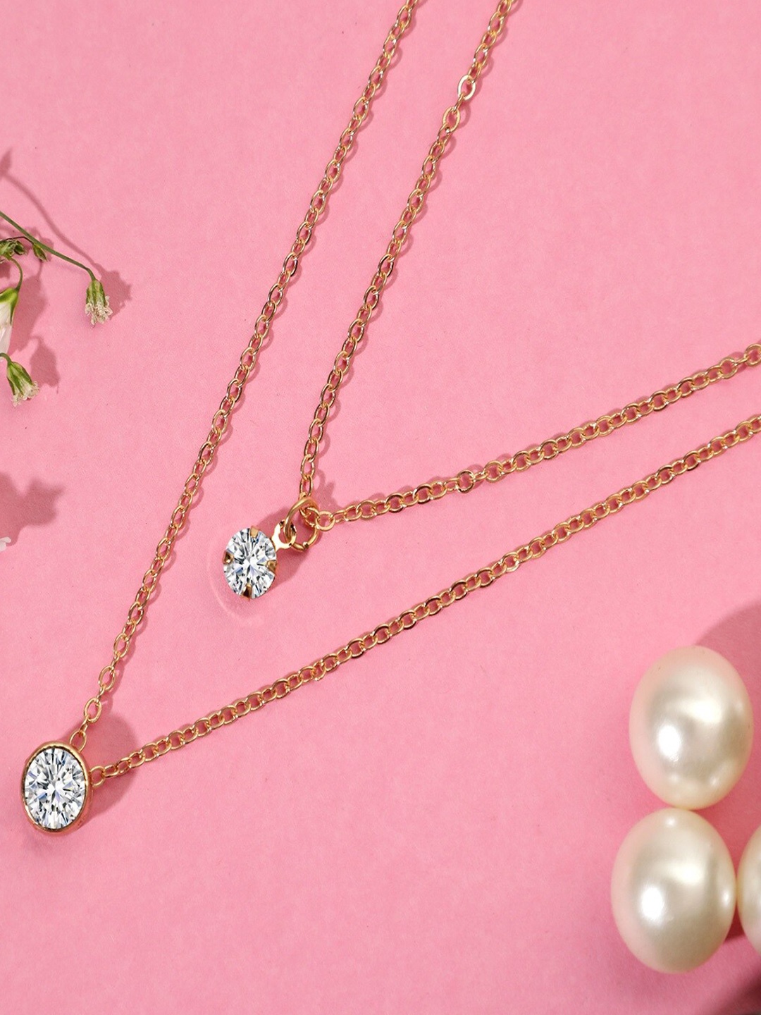 AQUASTREET Gold-Toned & White Gold-Plated Layered Necklace