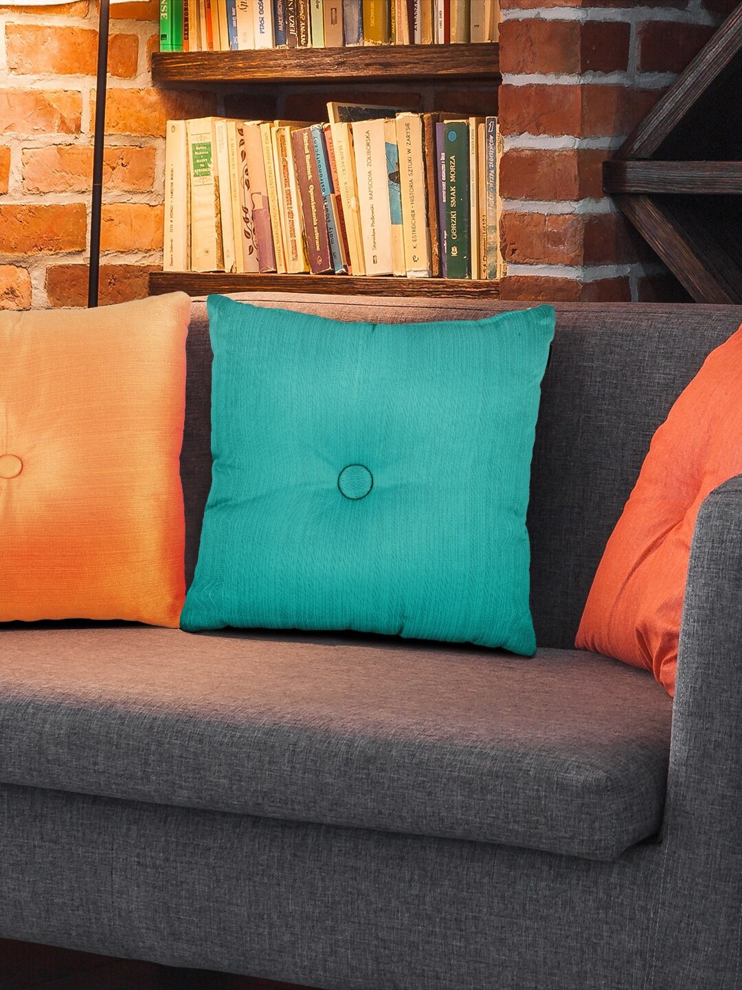 

HomeTown Teal-Green Solid Square Cushion