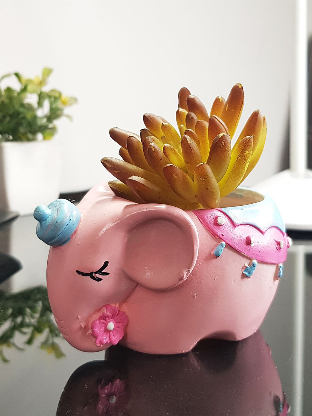 

Wonderland Pink & Blue Solid Elephant Planter