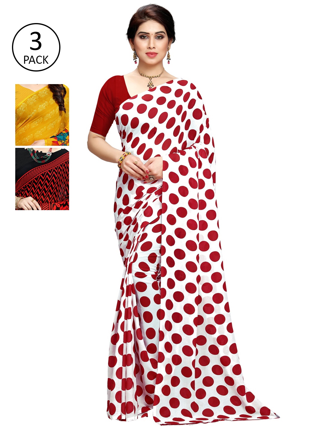 KALINI Pack Of 3 Multicoloured Printed Sarees, Multi